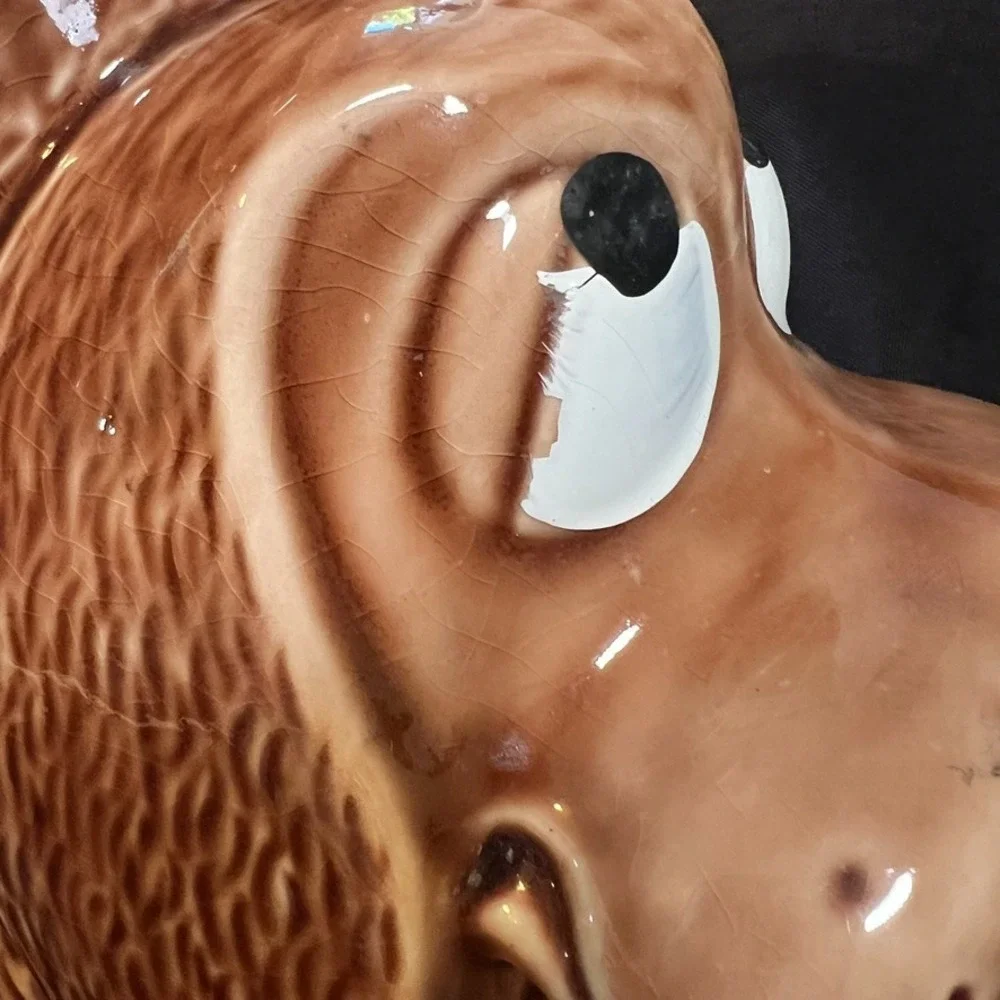 Vintage McCoy Thinking Dog Cookie Jar 0272 USA Brown Puppy Retro Kitchen Pottery